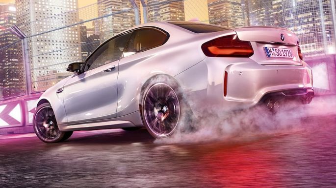 Diseño del vehículo BMW M2 Competition F87 Diseño del vehículo BMW M2 Competition F87 2018 Hockenheim Silver metálico, vista trasera de tres cuartos