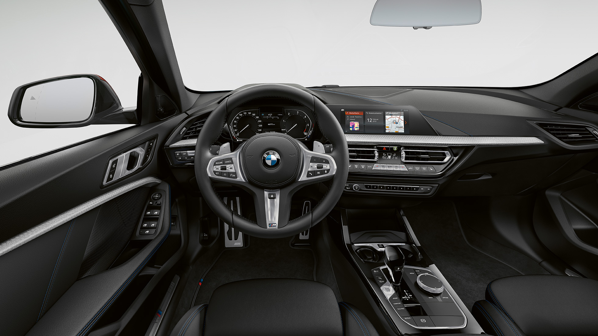 Volante de cuero M. BMW Serie 1 Modelo M Sport, cabina con volante de cuero M