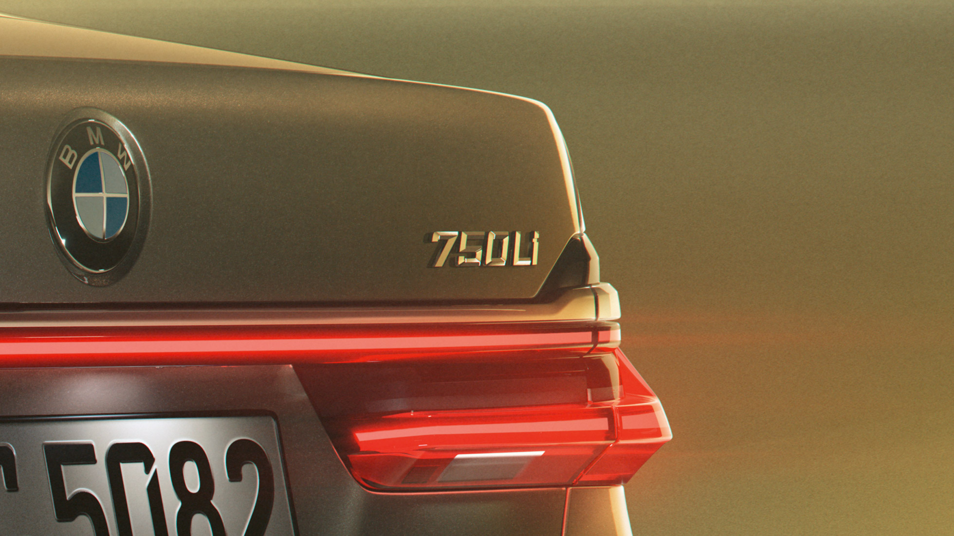 Insignia de 750Li del BMW Serie 7 Sedán BMW Serie 7 Sedán: acercamiento de la insignia de 750Li en la parte posterior