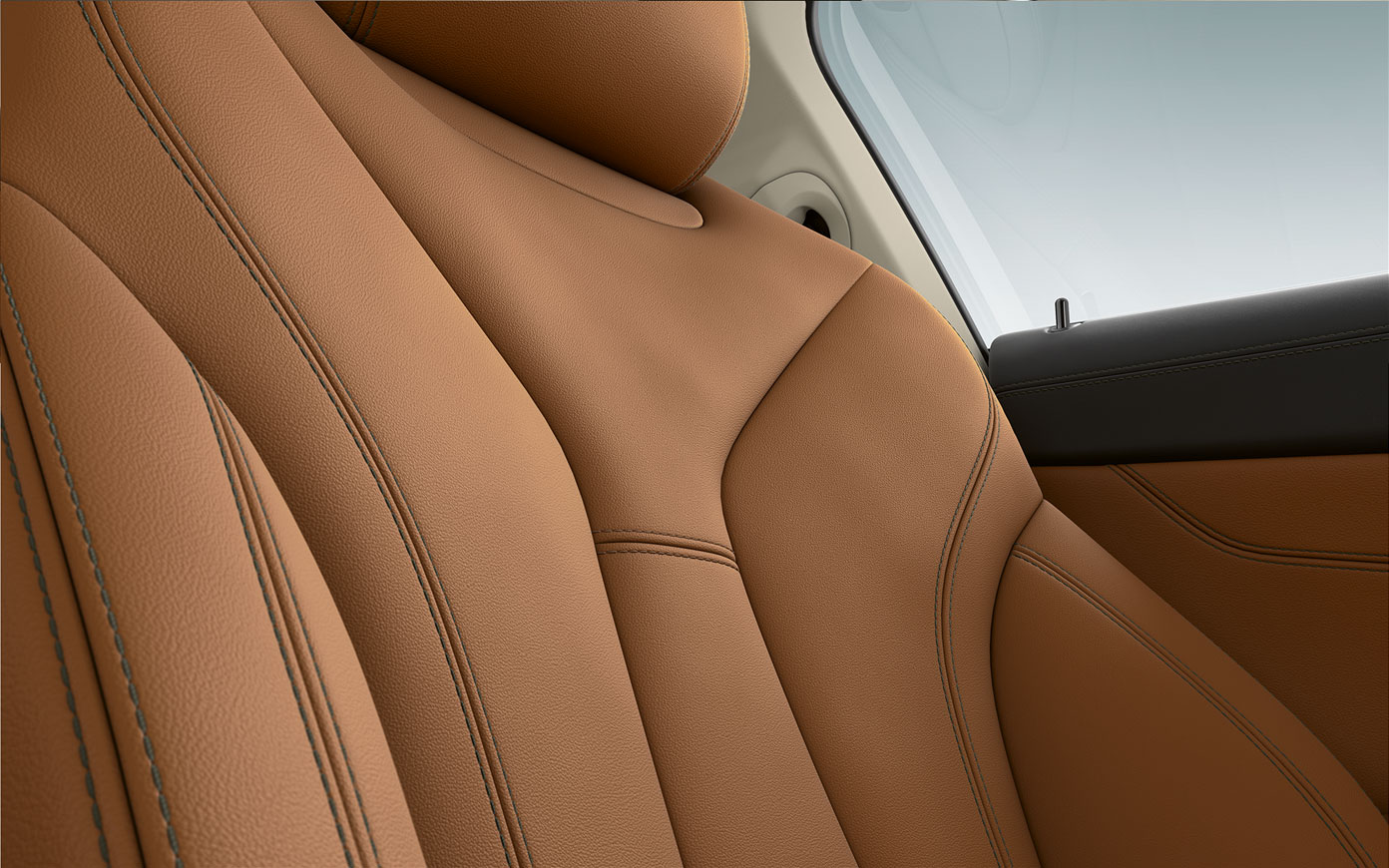 Tapicería del BMW Serie 8 Coupé Acercamiento de la tapicería y costuras del BMW Serie 8 Coupé.