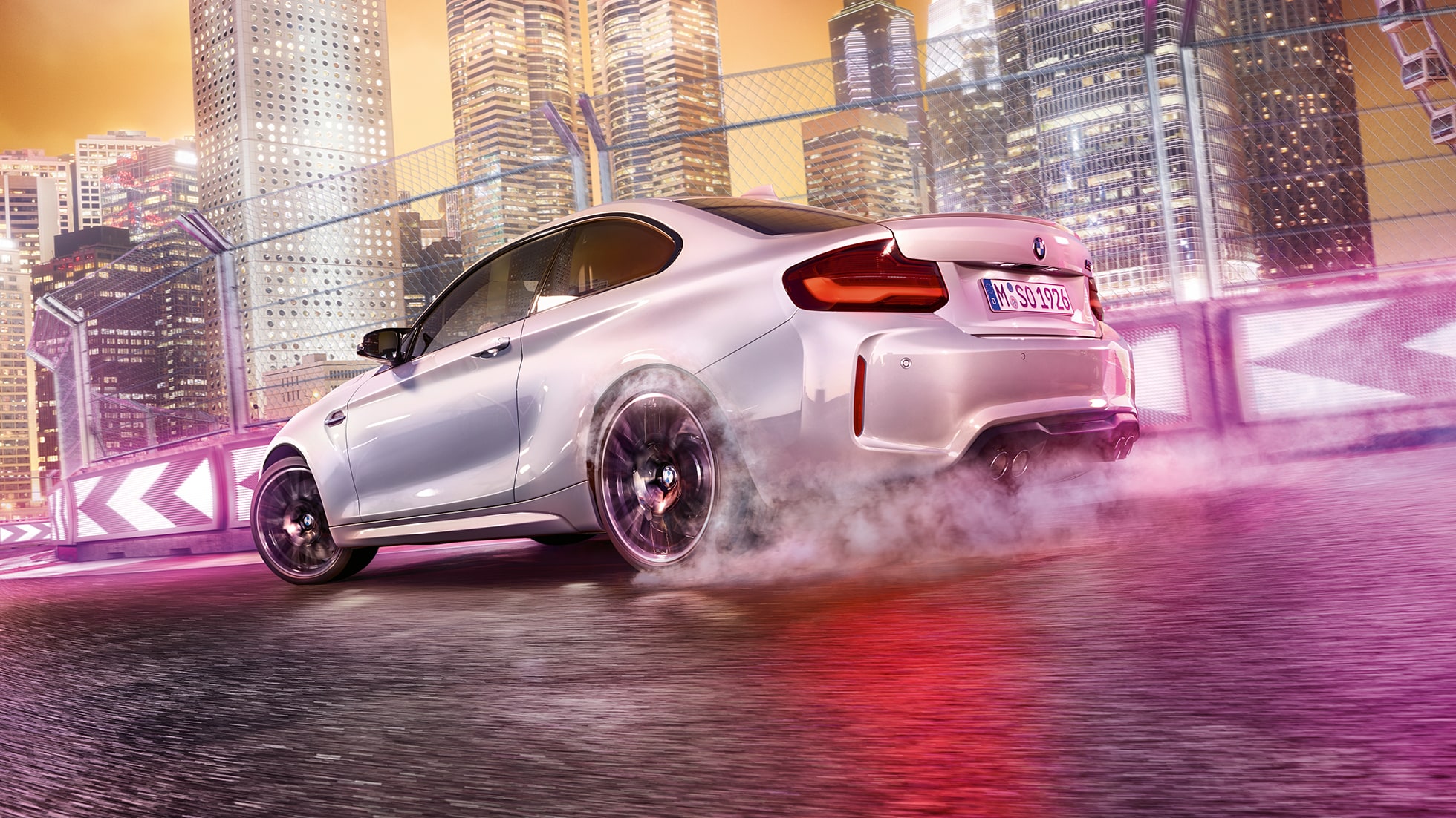 Diseño del vehículo BMW M2 Competition F87 Diseño del vehículo BMW M2 Competition F87 2018 Hockenheim Silver metálico, vista trasera de tres cuartos
