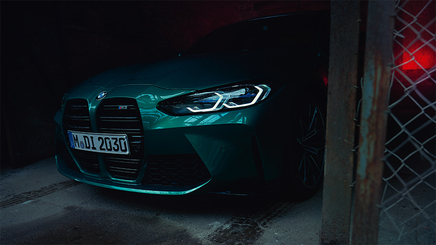 BMW M3 G80 2020 Isle of Man Green metalizado, lateral del frontal