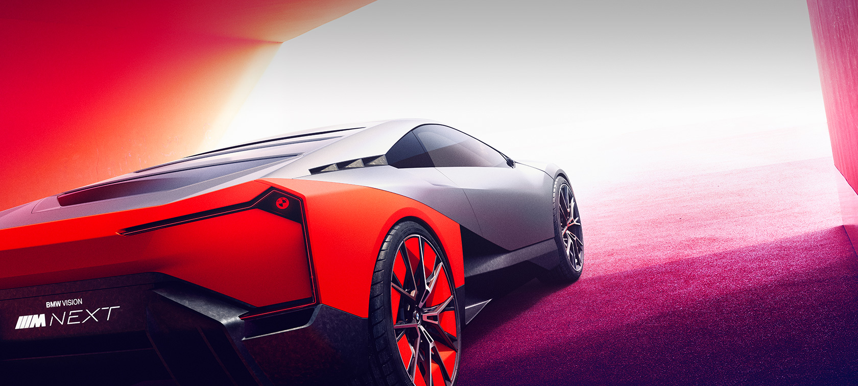 BMW Vision M NEXT, vista trasera tres cuartos, parado
